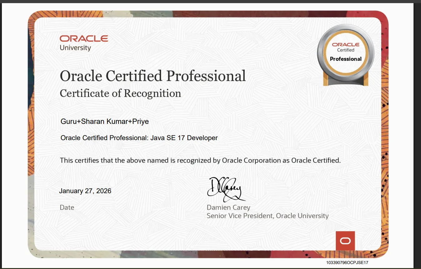 Oracle SDE 17 Certified Developer